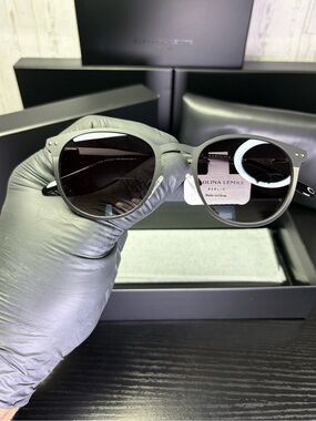 Carolina Lemke Black Women's Round Sunglasses